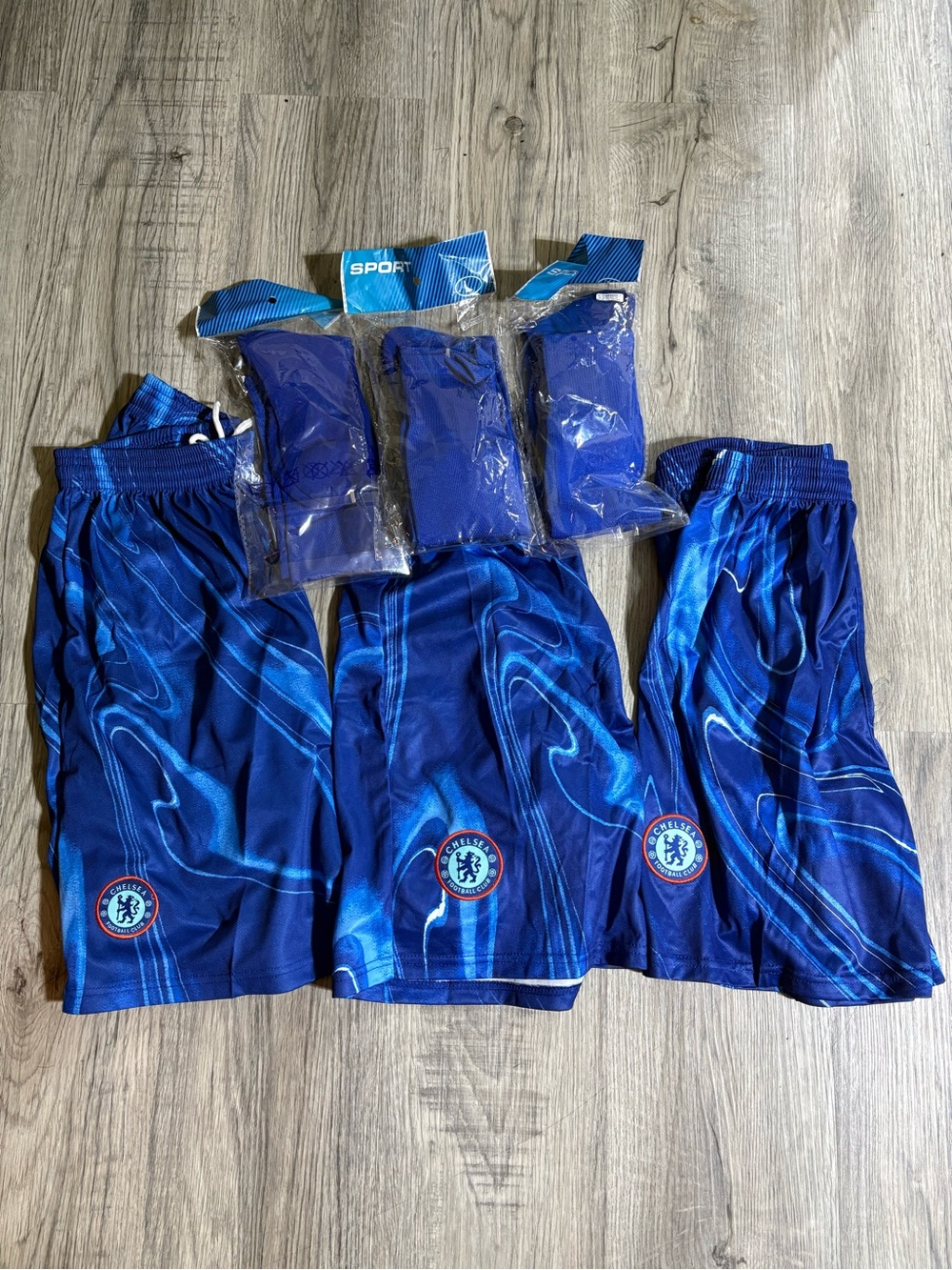 Blue Men's Athletic Shorts with Team Crest - Pack
